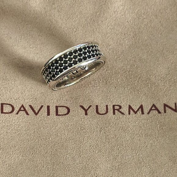 David Yurman Triple Row Black Diamond Ring - Picture 1 of 6